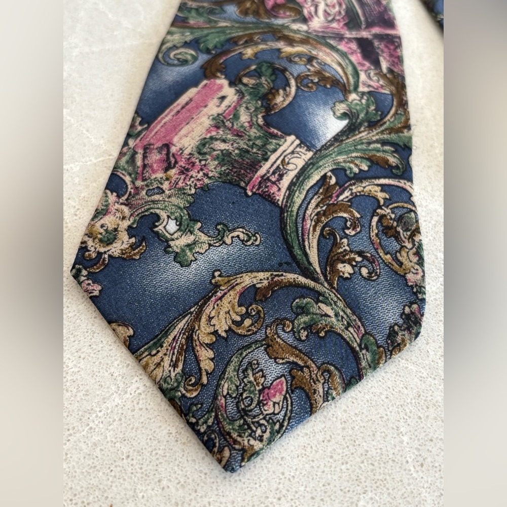 Eaton Men’s Vintage Paisley 100% Silk Tie Baroque Pattern Italian Design Pink - Picture 4 of 8